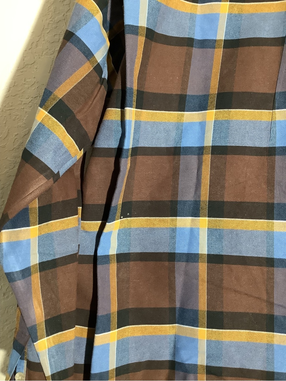 Wrangler 20X Classic Plaid Long-Sleeve Button-Down Shirt — Brown/Blue - Picture 6 of 6